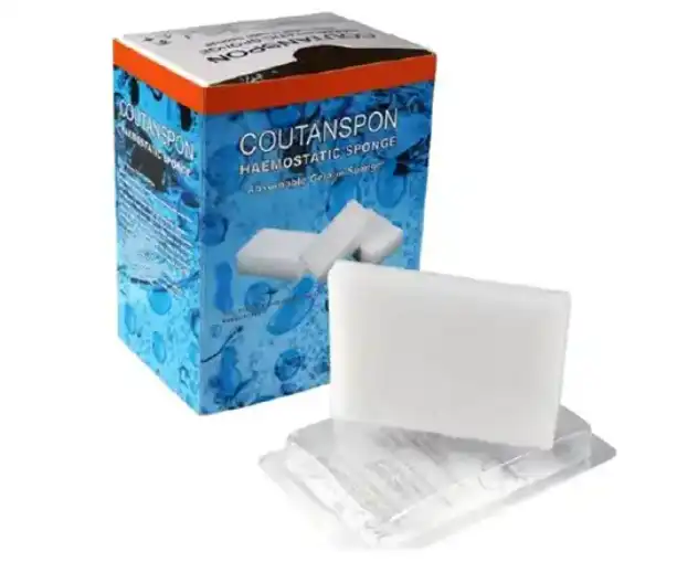 What are hemostatic sponges made of?